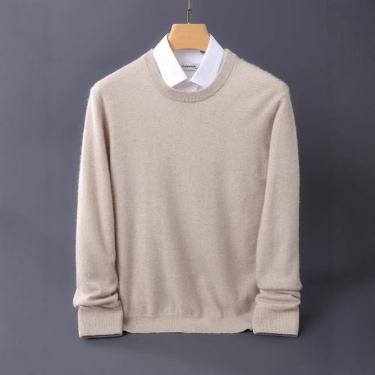 Herren Feiner Rundhals-Strickpullover in Kaschmir‑Optik mit gerippten Bündchen Shop Nory