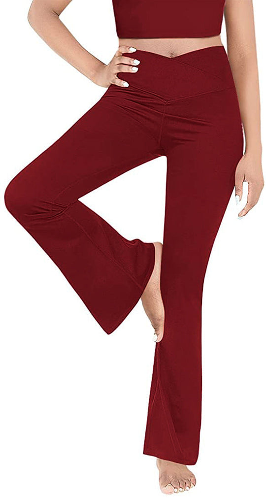 Damen Bootcut Yoga-Hose aus elastischem Material mit hohem Bund Shopnory