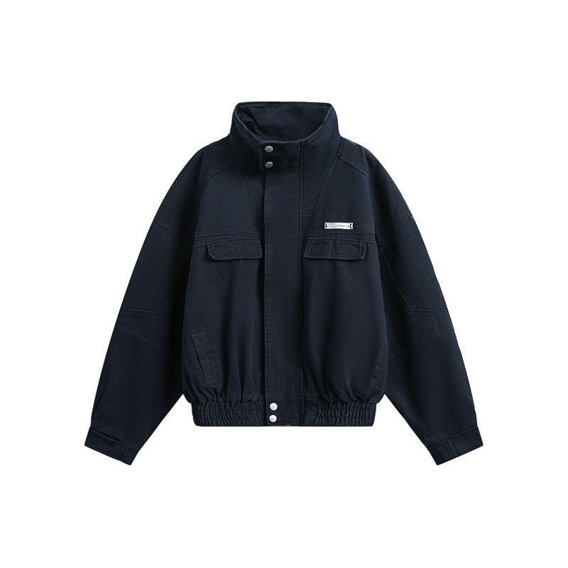 Unisex Kurz geschnittene Boxy-Outdoorjacke mit versteckter Reißverschlussblende, hohem Stehkragen und elastischem Bund Shop Nory