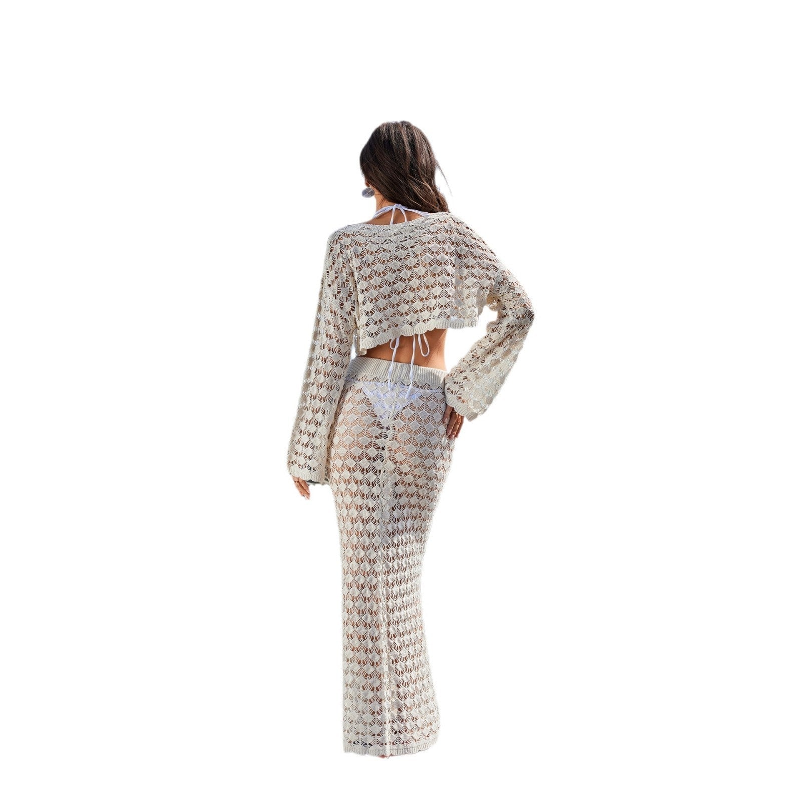 Damen Häkel-Set mit Crop-Top und Maxi-Rock