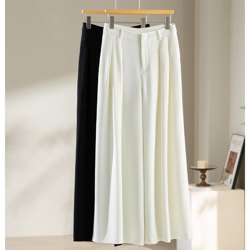 Damen Hochtaillierte Palazzohose mit Kellerfalten und fließender Crêpe-Qualität Shop Nory