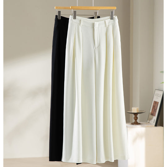 Damen Hochtaillierte Palazzohose mit Kellerfalten und fließender Crêpe-Qualität Shop Nory