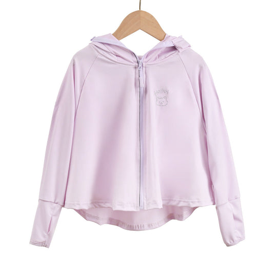 Unisex nan atmungsaktive Kinder-UV-Schutzjacke mit A-Linien-Schnitt, Kapuze und Daumenlöchern  Shopnory