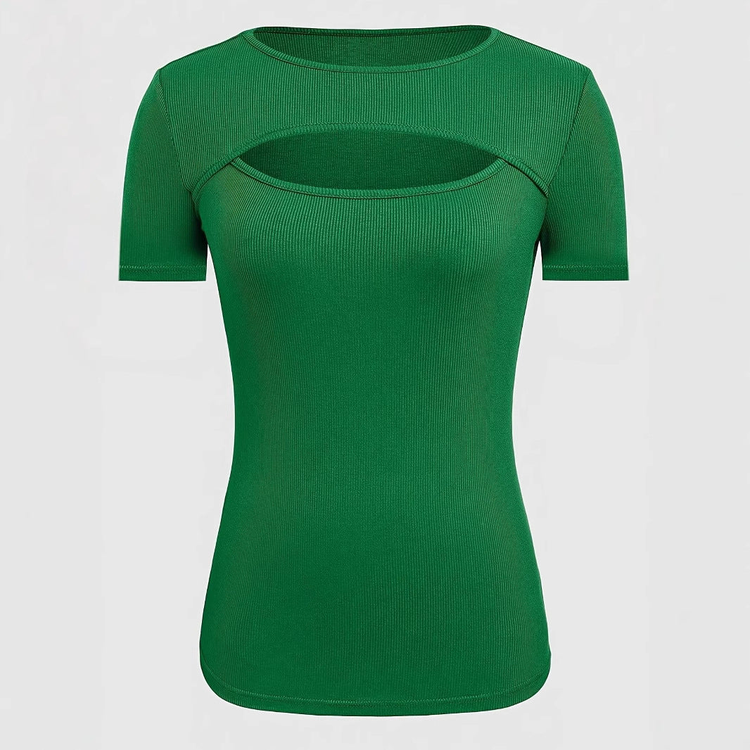 Damen kurzärmliges Oberteil mit trendischem Cut-Out-Design