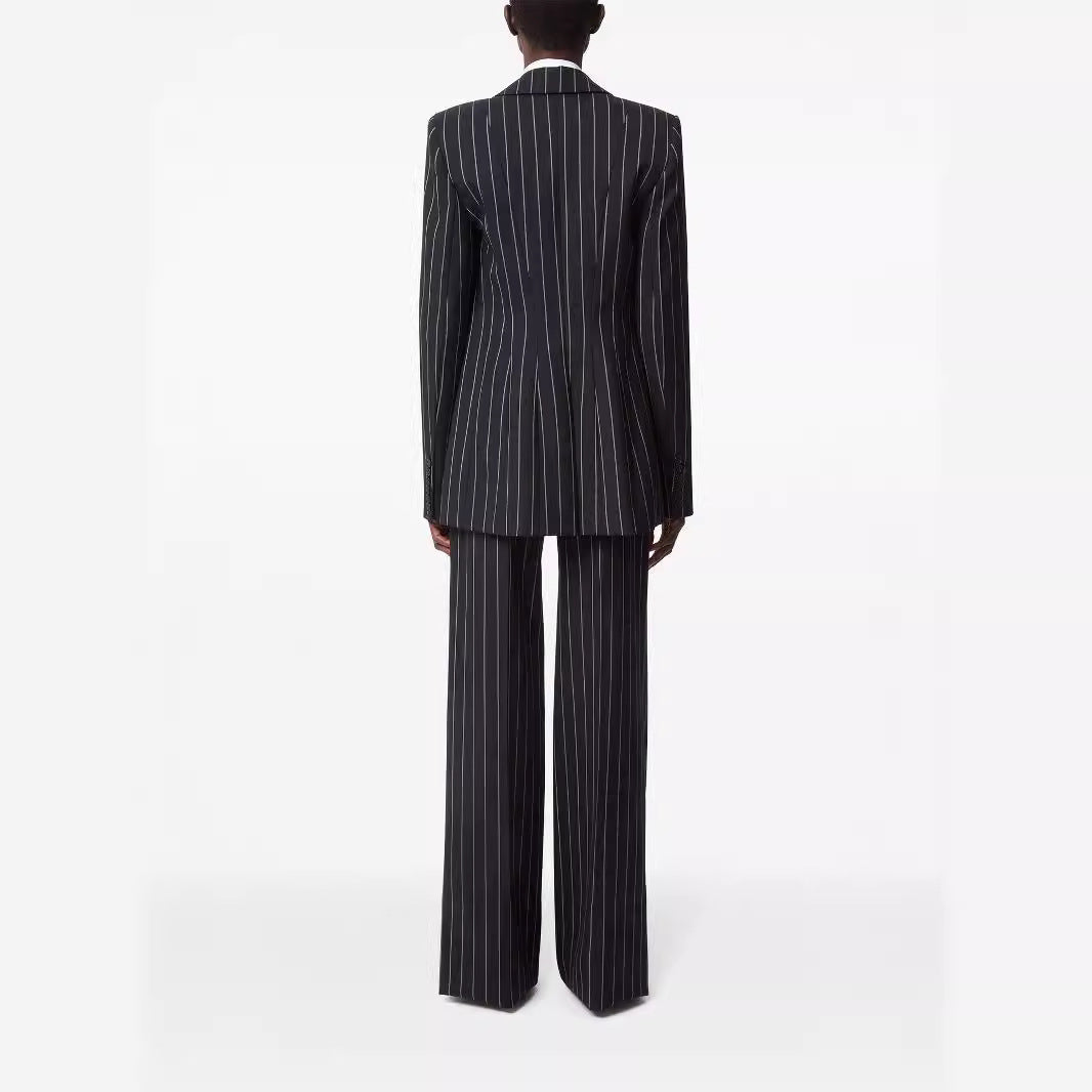 Damen Oversize Nadelstreifen Zweiteiliger Tailoring-Anzug mit weitem High‑Waist‑Hosenbein Shop Nory