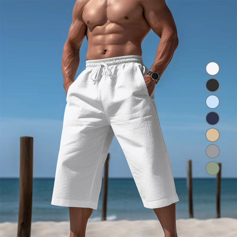 Herren nan lässige knielange Bermuda-Shorts mit elastischem Bund und Tunnelzug