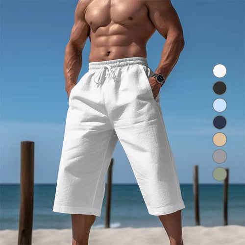 Herren nan lässige knielange Bermuda-Shorts mit elastischem Bund und Tunnelzug