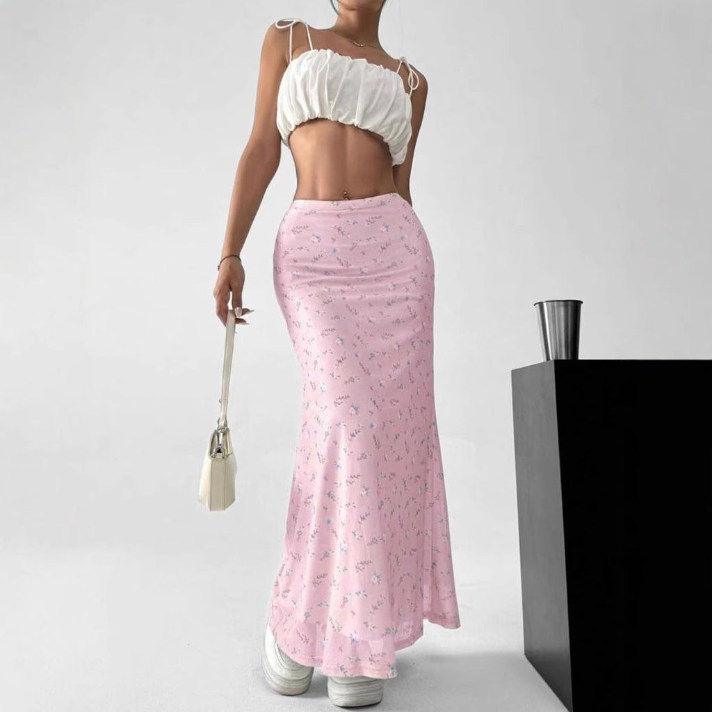 Damen Maxirock mit floralem Muster und luftiger Passform