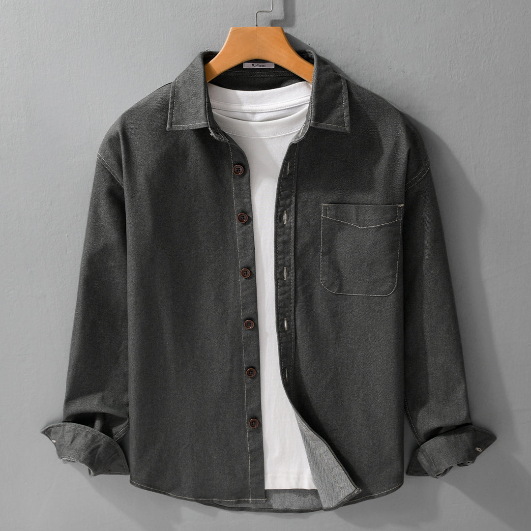 Herren Denim-Overshirt mit aufgesetzter Brusttasche und Kontrastnähten Shop Nory