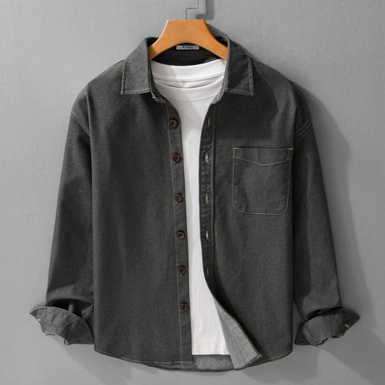 Herren Denim-Overshirt mit aufgesetzter Brusttasche und Kontrastnähten Shop Nory