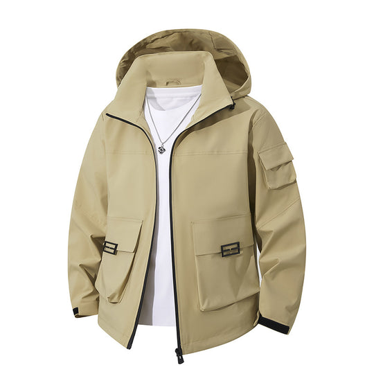 Herren Technische Utility-Kapuzenjacke mit Mehrfach-Pattentaschen und windabweisendem Softshell Shop Nory