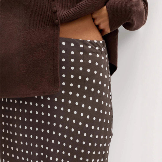 Damen Midirock mit Polka‑Dot Muster, asymmetrischem Saum und seitlichem Schlitz Shop Nory
