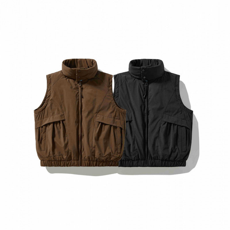 Herren Wattierte Outdoor‑Weste mit hohem Stehkragen, elastischem Saum und großen Klappentaschen Shop Nory