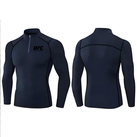 Herren eng anliegendes Kompressionsshirt mit kurzem Reißverschluss und langen Ärmeln Shop Nory