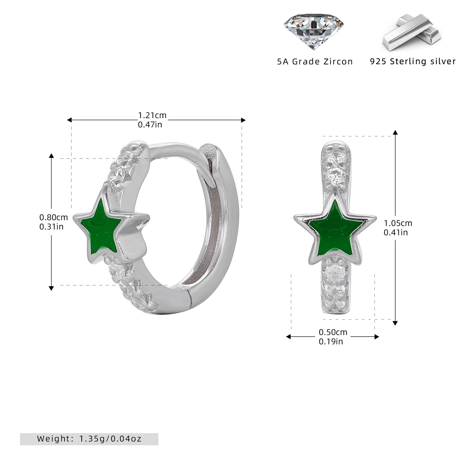 Damen Creolen mit funkelndem Sternmotiv und elegantem 925 Sterling Silber Shop Nory
