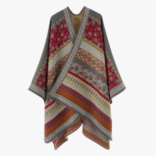 Damen Strickcape im Paisley‑Jacquard mit asymmetrischem Saum Shop Nory