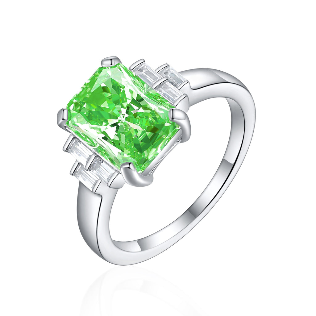 Damen Ring mit großem, rechteckigem Edelstein und funkelnden Akzenten Shop Nory