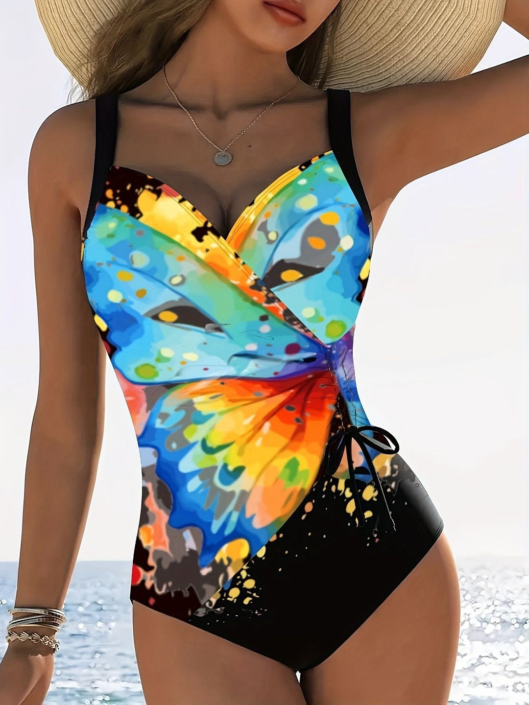 Damen Einteiliger Schwimmanzug mit kreativen Raffungselementen