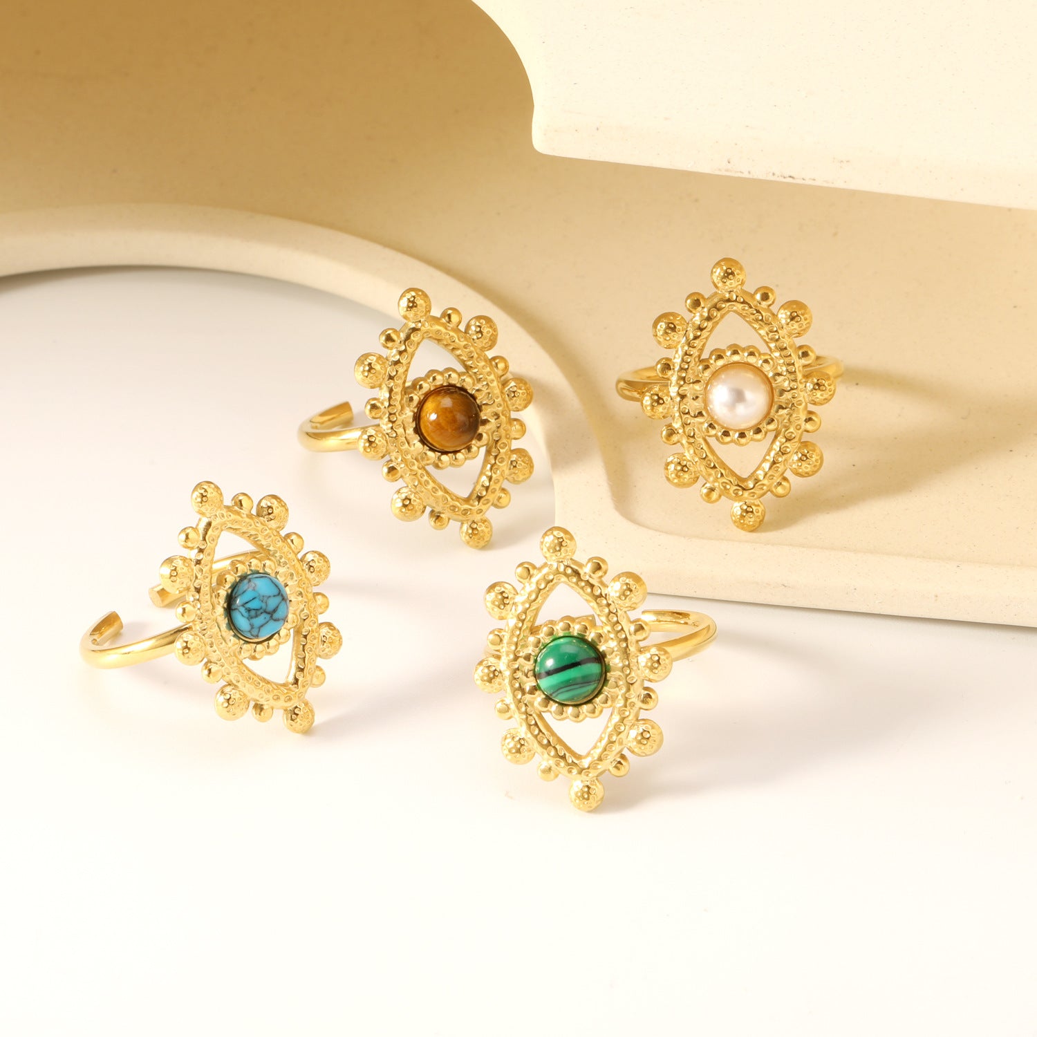 Damen verstellbarer Ring mit kunstvollem Augen-Motiv Shop Nory