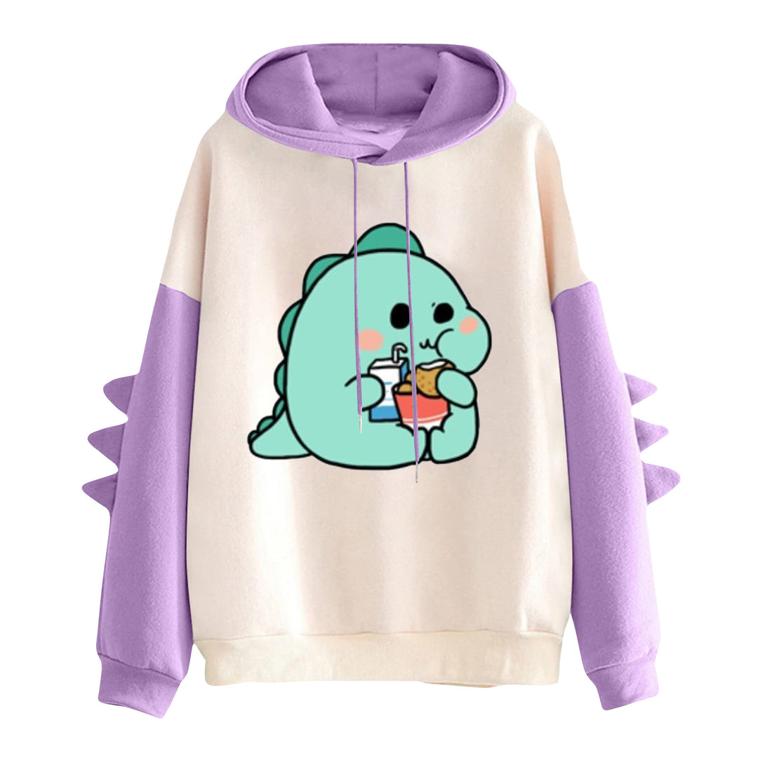 Damen nan Kapuzenpullover mit niedlichem Frosch-Motiv, Kängurutasche und volumigen Ärmelapplikationen Shop Nory