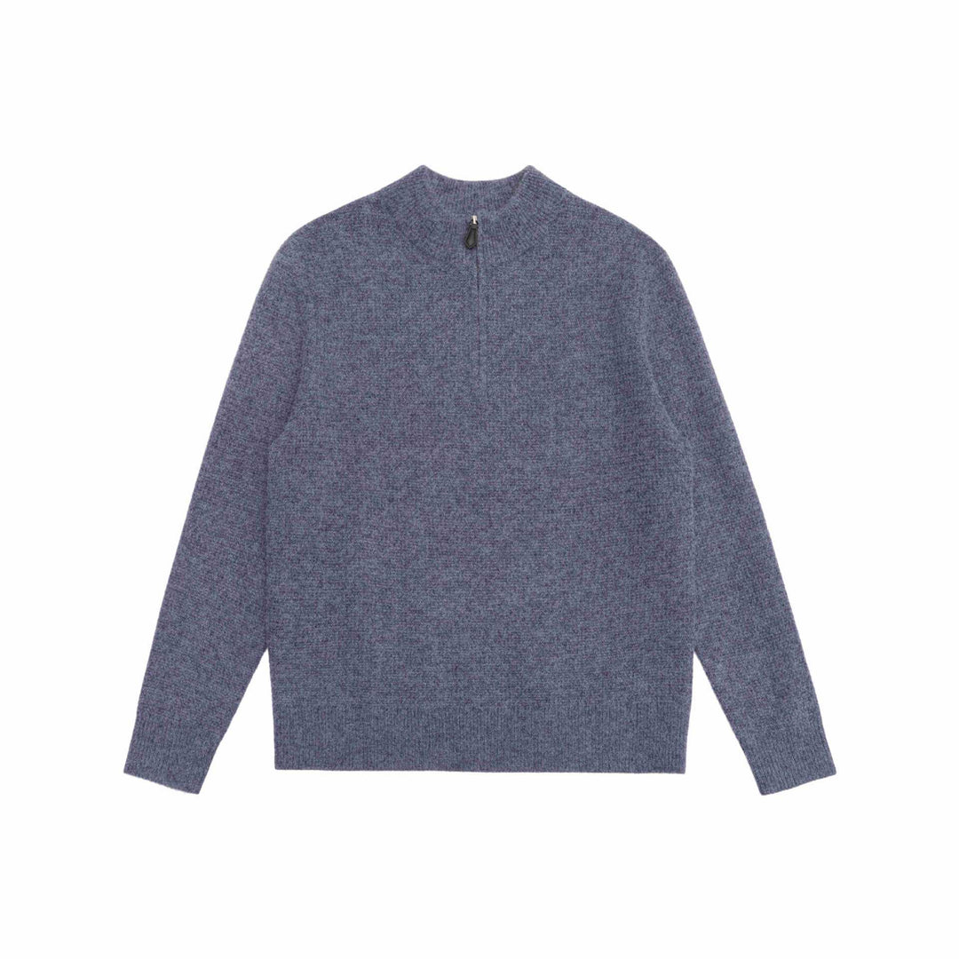 Unisex Feinstruktur-Halbzip-Pullover mit kurzem Reißverschluss und gerippten Bündchen Shop Nory
