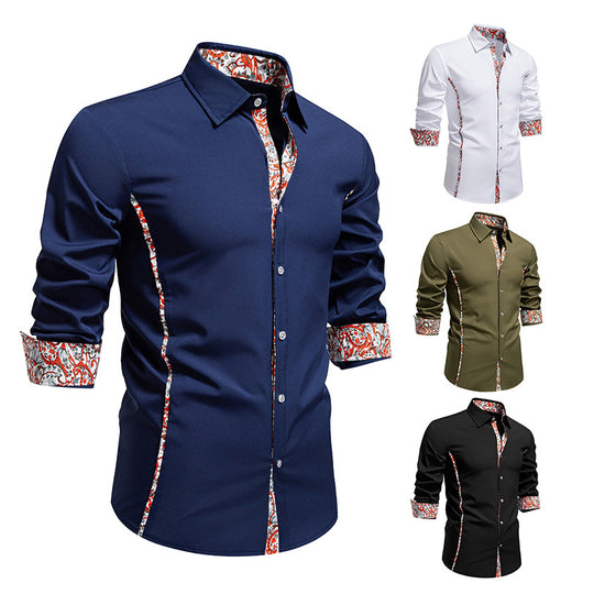 Herren Elegantes tailliertes Business-Hemd mit kontrastierter Innenblende und Paisley-Detail Shop Nory