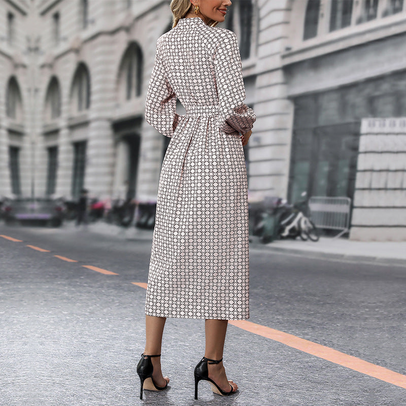 Damen Hemdblusen-Midikleid mit Taillengürtel und vorderem Schlitz Shop Nory