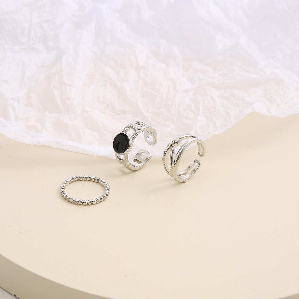 Damen Schmuckring-Set aus elegantem Silber mit künstlerischen Designs Shop Nory
