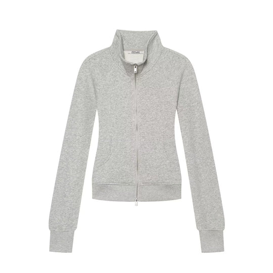 Damen Taillierte Sweatjacke mit Stehkragen, Reißverschluss und Raglanärmeln Shop Nory