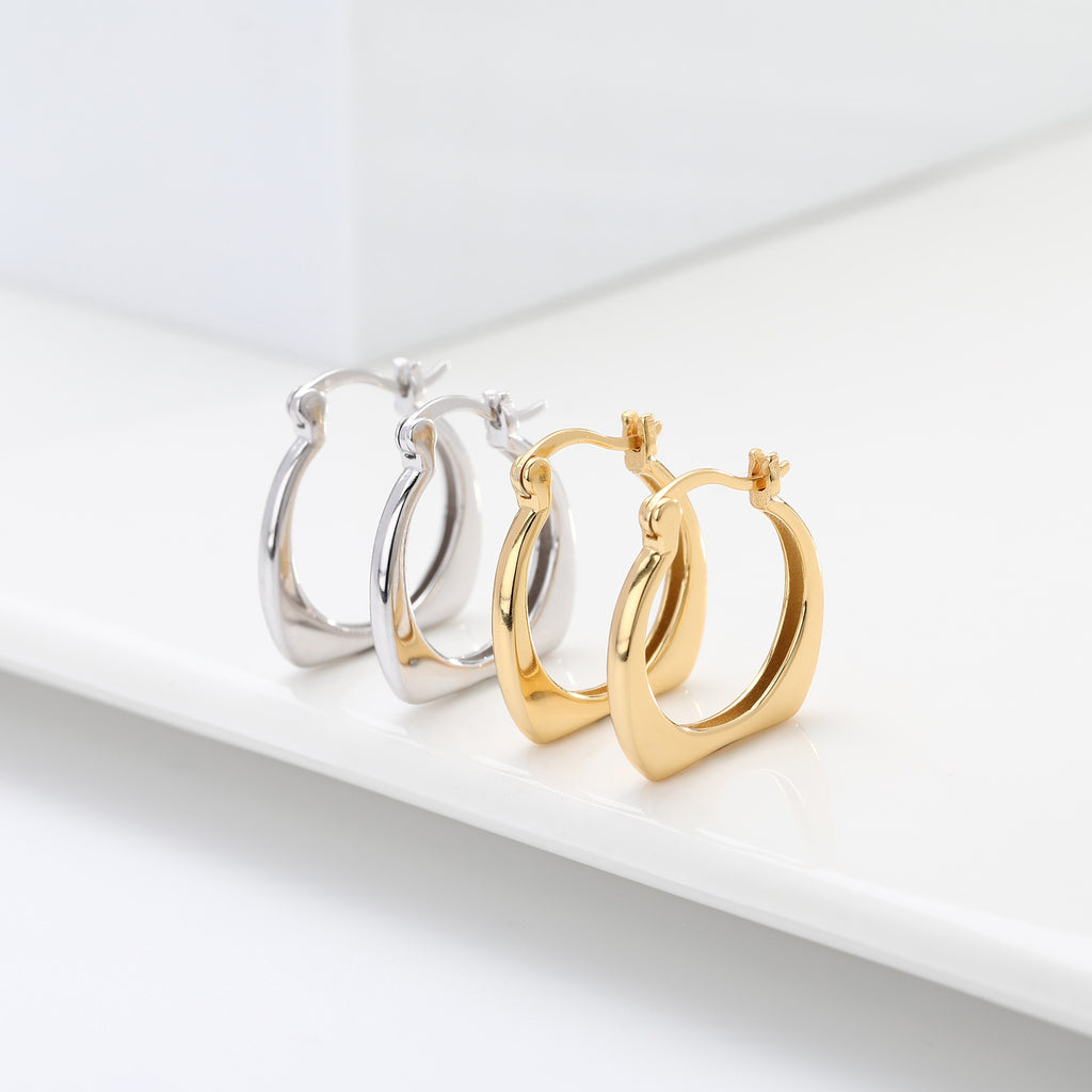 Damen Creolen mit modernem, glattem Design aus 925 Sterling Silber Shop Nory
