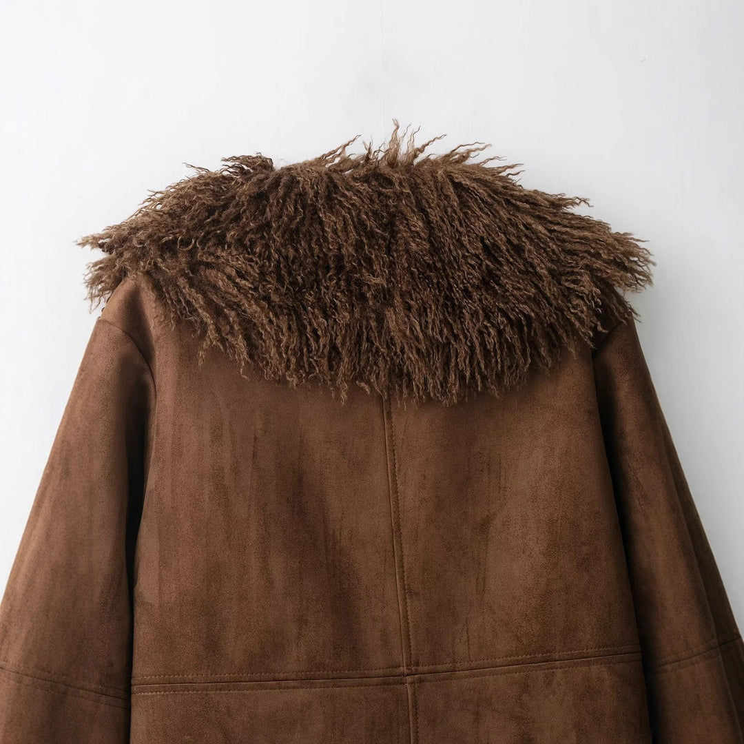 Damen Lammfelloptik-Mantel mit voluminösem Teddykragen Shop Nory
