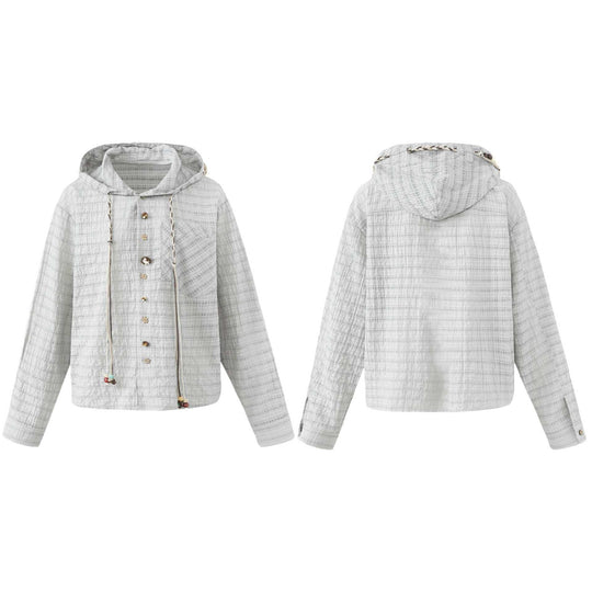 Damen Leichte Kapuzenjacke im Boxy‑Cut mit Holzknopfverschluss Shop Nory