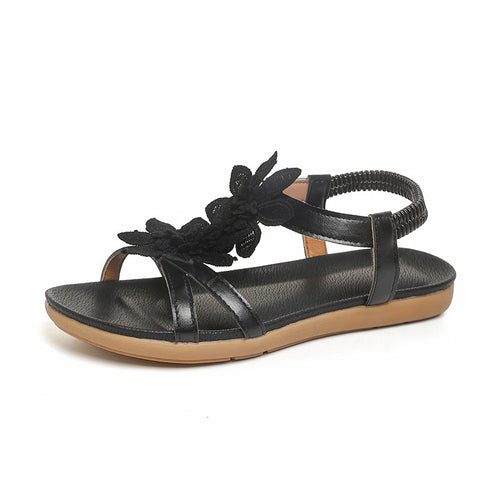 Damen Blumenverzierte Schlüpf-Sandalen Shopnory