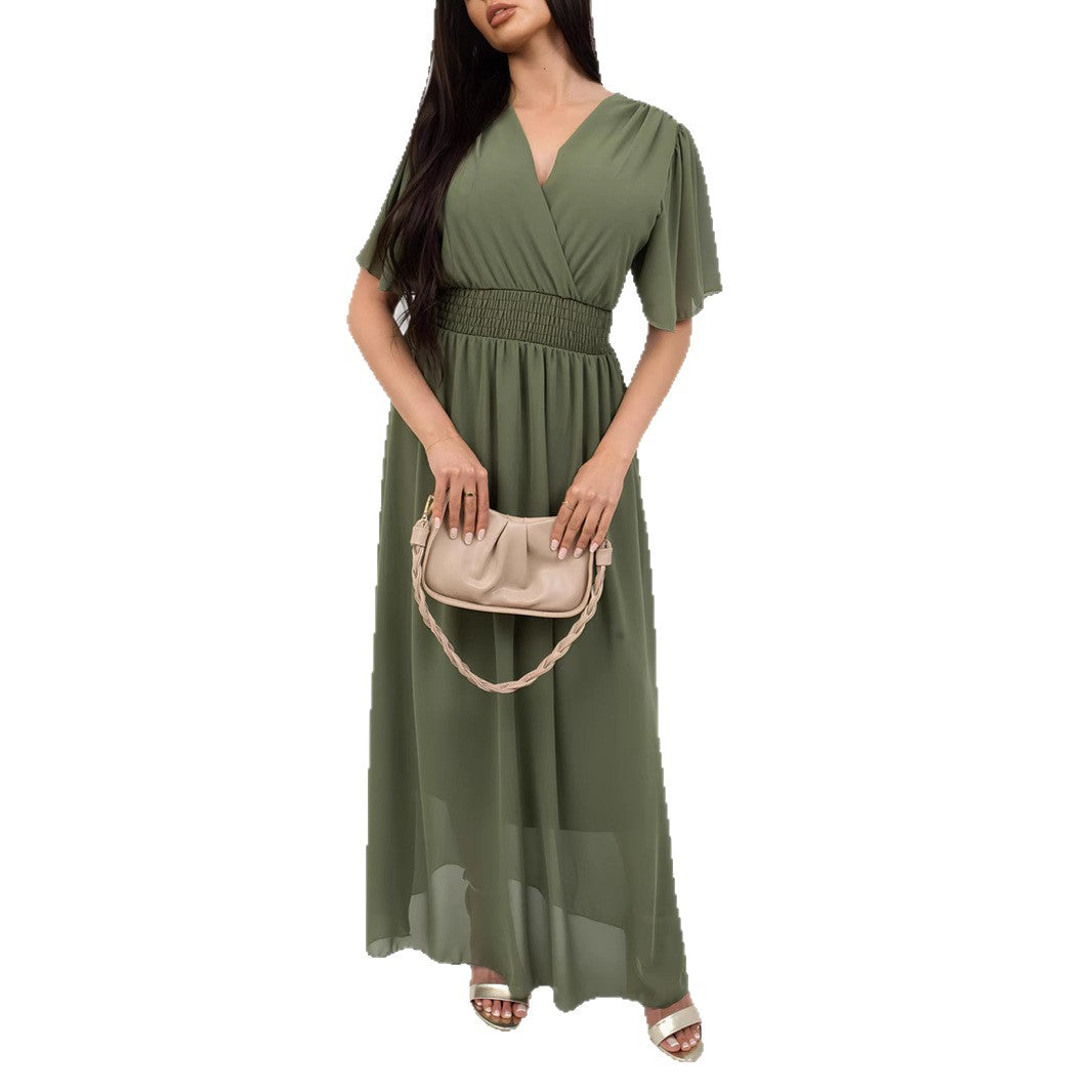 Damen Maxikleid mit fließendem Schnitt und V-Ausschnitt Shopnory