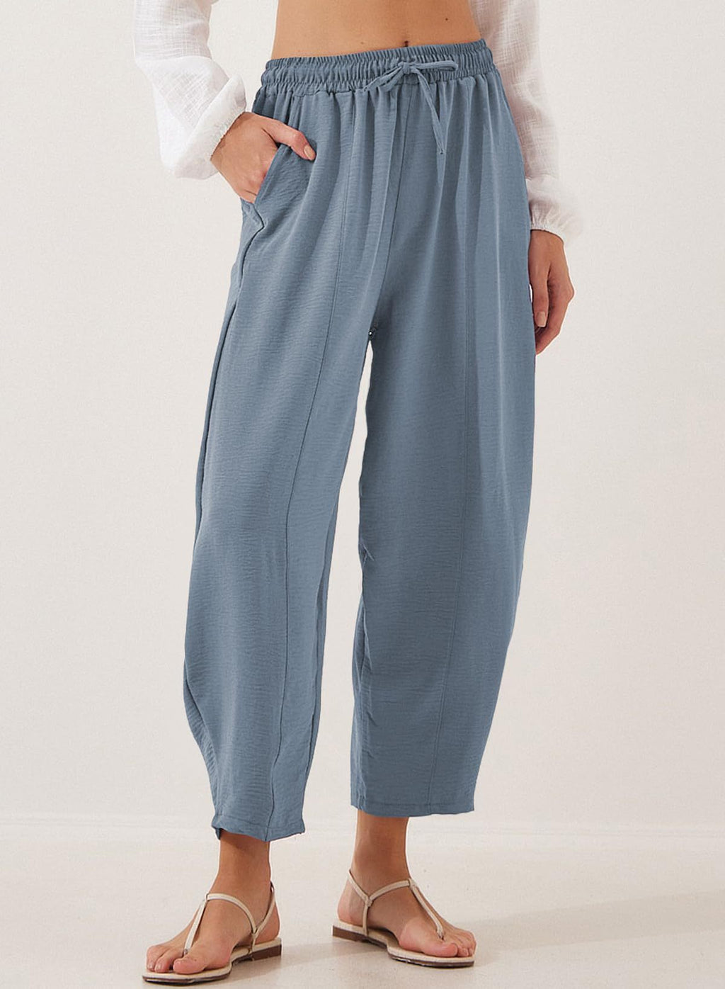 Damen lässige Freizeithose mit elastischem Bund und praktischen Seitentaschen