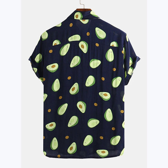 Herren Kurzarmhemd mit frischem Avocado-Muster