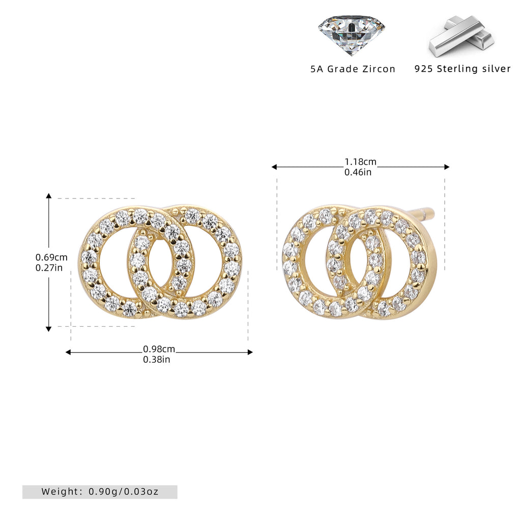 Damen Ohrstecker mit verspieltem Doppelring-Design aus 925 Sterling Silber Shop Nory