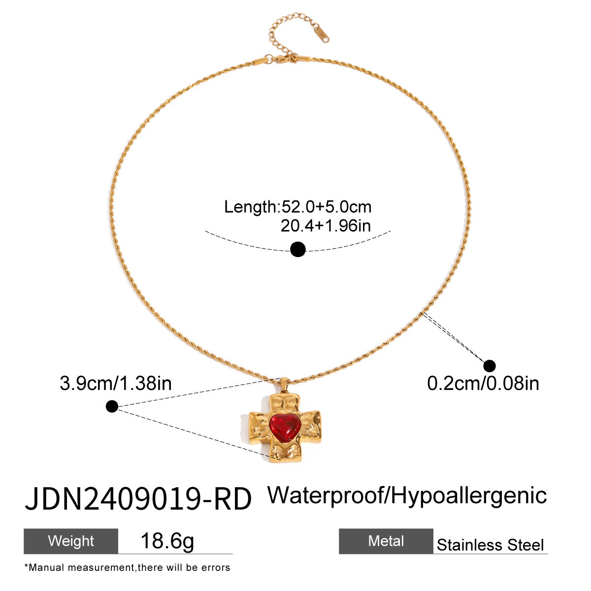 Damen Halskette mit herzförmigem Anhänger aus hypoallergenem Edelstahl und klassischem Kreuzdesign Shop Nory