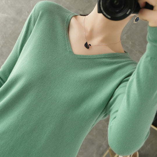Damen leichter V-Ausschnitt Kaschmir-Look Feinstrickpullover Shop Nory