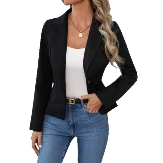Damen nan taillierter Ein-Knopf-Blazer mit Reverskragen und Eingrifftaschen Shop Nory