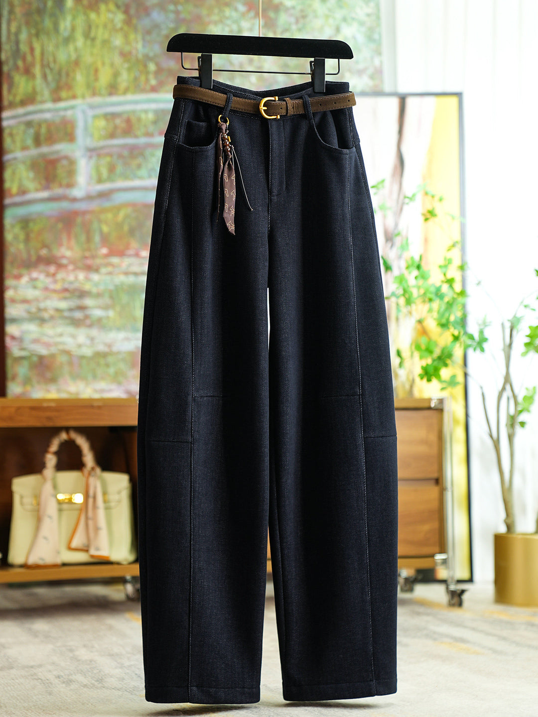 Damen Bequeme und modische Hose mit Gürtel Shop Nory