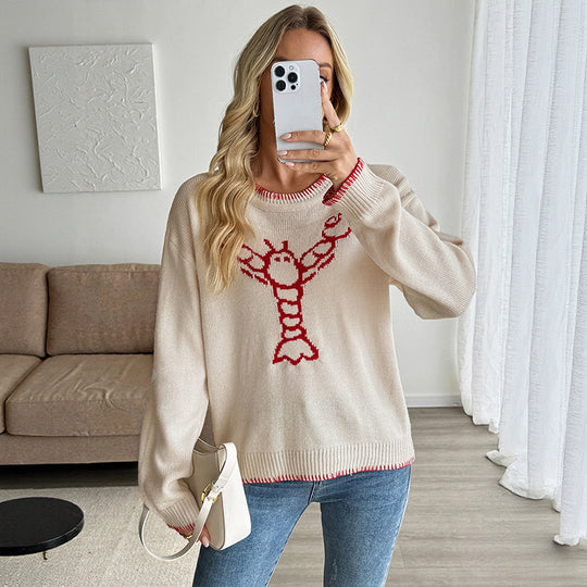 Damen Verspielter Pullover mit Hummer-Motiv Shop Nory