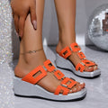 Damen Wedge-Sandalen mit modischen Schnallenakzenten