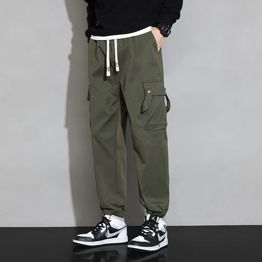 Herren Lockere Utility-Cargohose mit Kordelzug, Elastikbündchen und Multifunktionstaschen Shop Nory