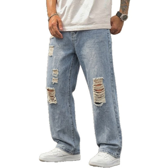 Herren Lässige Weit geschnittene Ripped Jeans Shop Nory