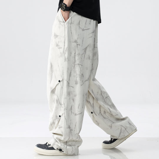 Herren Weit geschnittene Batik-Cargohose aus Baumwollmix mit Kordelzug Shop Nory
