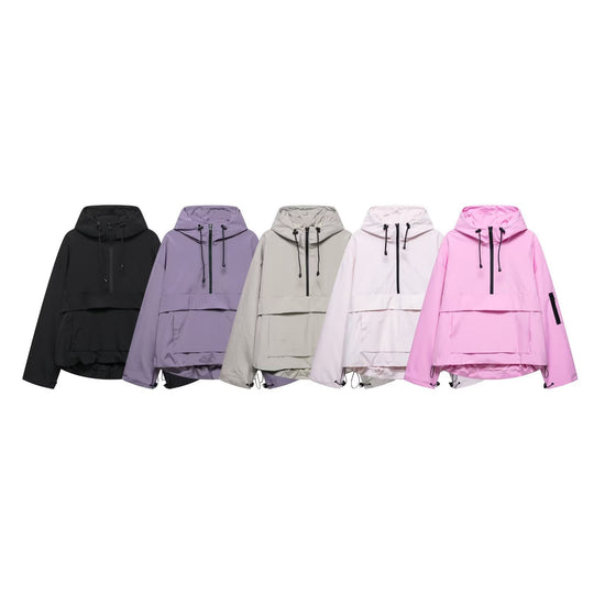 Unisex nan technischer Windbreaker Anorak mit halbhohem Reißverschluss Kapuze und Kängurutasche Shop Nory