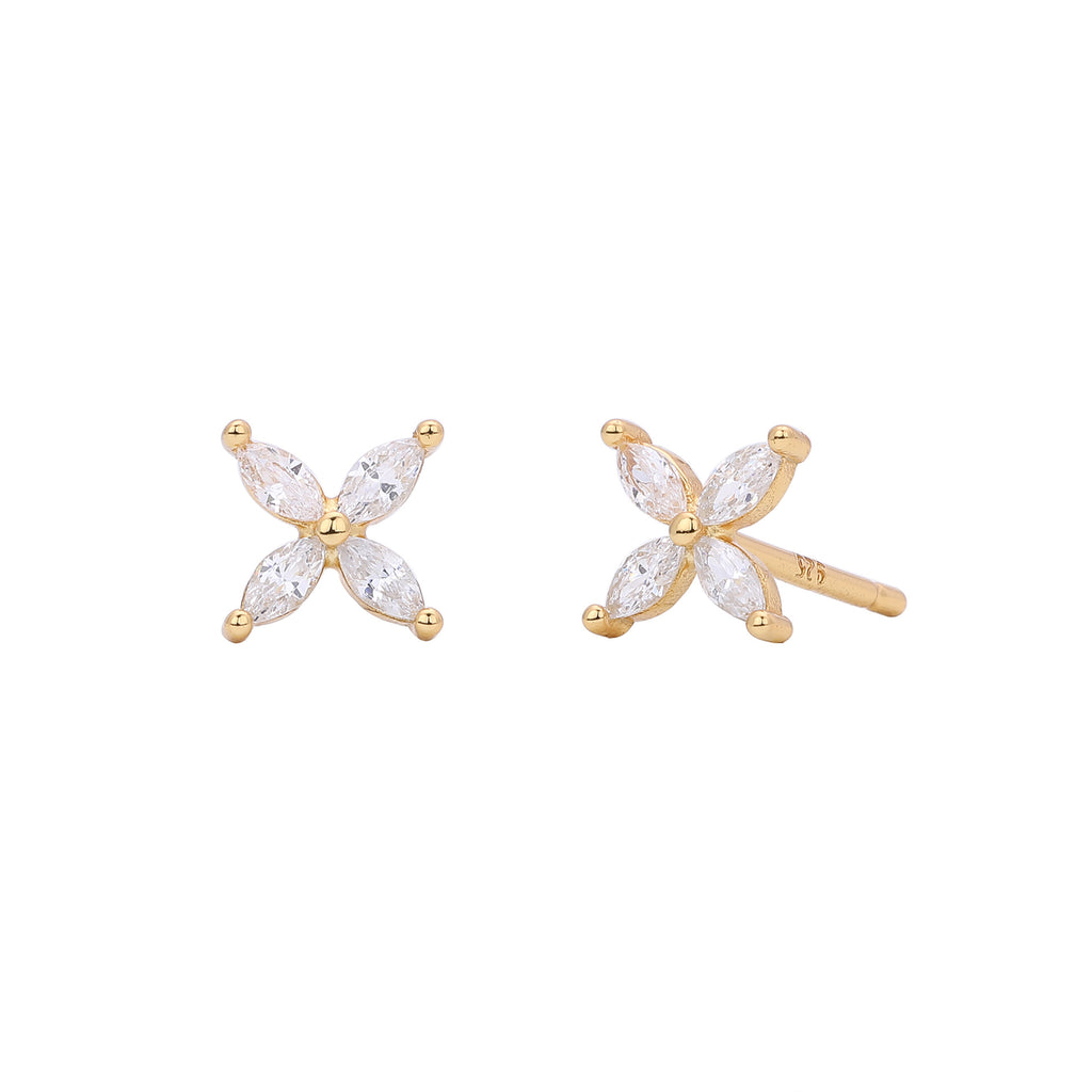 Damen Ohrstecker aus 925 Sterling Silber mit funkelndem Zirkonblüten-Design Shop Nory