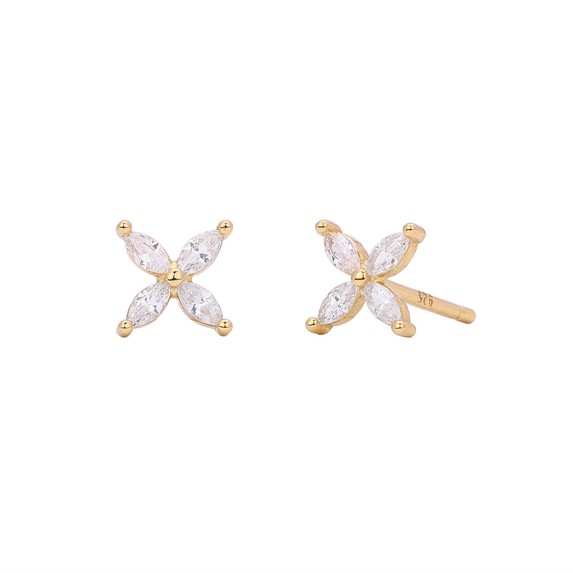 Damen Ohrstecker aus 925 Sterling Silber mit funkelndem Zirkonblüten-Design Shop Nory