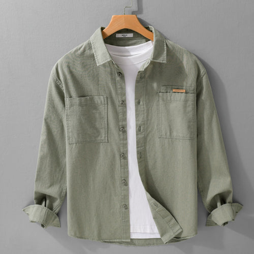 Herren Leichtes Baumwoll‑Twill Overshirt mit Kentkragen, doppelten aufgesetzten Brusttaschen und Relaxed-Fit Shop Nory